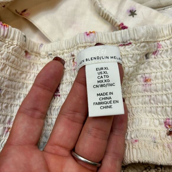 Ladies H&M Linen Blend Floral Cut Out Bralette Size XL - Picture 6 of 8